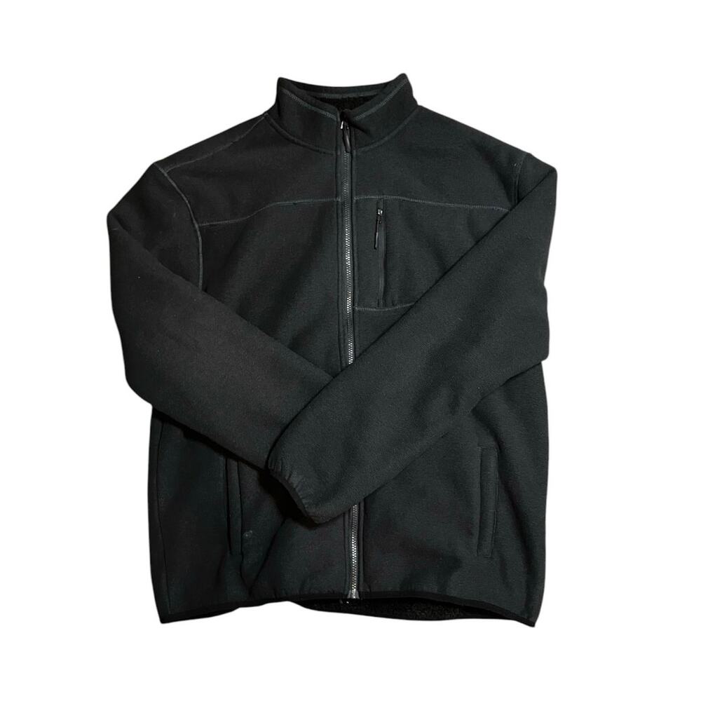 Weatherproof Knit zip up sweater with zip up pockets Navy Blue XL Fleece lining